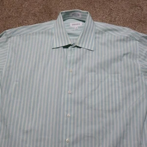 Concepts By Claiborne Blue Striped Button Up Shirt Long Sleeve Men's 17 34-35 - Picture 1 of 9