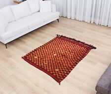 Rug Tulu Carpet Tribal Konya Turkey 3.77' x 4.49' Vintage Fast Shipment 11809