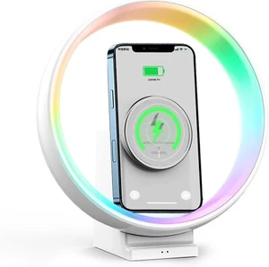 10W Bluetooth Speaker 4 in 1 Night Light Wireless Charger Speaker Phone Holder - Picture 1 of 9