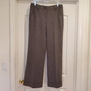 CAbi Pants Women's 8 Herringbone Gray Black Wide Leg Modern Trousers (650) VGUC - Picture 1 of 6