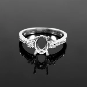 Semi Mount Ring Stone Setting Size 8X6 MM Oval Shape 925 Sterling Silver Jewelry - Picture 1 of 4