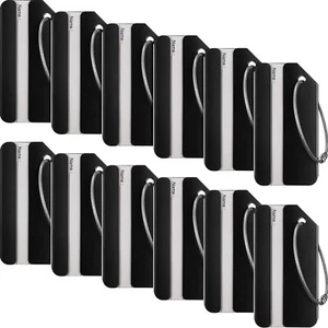 12 Pcs Aluminum Luggage Tags Business Card Holder Travel ID Bag Tag for Suitcase - Picture 1 of 7