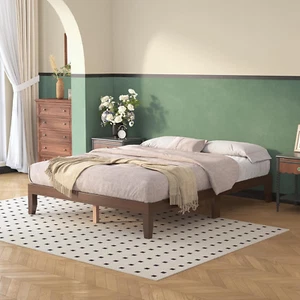Queen Bed Frames,Wood Platforms Bed with Wooden Slats Support,No Box Spring Need - Picture 1 of 8