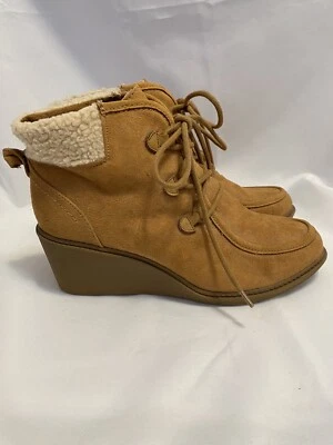 Mad Love Kenzie Cognac 人造麂皮绒系带踝靴女式 10 码 — 第 1/4 张图片