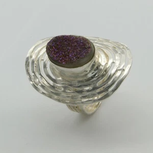 Größe 8 - ovaler DRUZY QUARTZ Ring - 925 STERLINGSILBER #3 - Bild 1 von 3