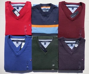 TOMMY HILFIGER SUÉTERES HOMBRE CUELLO EN V TODAS LAS TALLAS NUEVO CON ETIQUETAS verde gris blanco azul marino NUEVO - Imagen 1 de 7