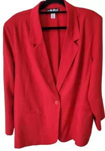 Chaqueta Blazer Sag Harbor Para Mujer Talla 22W Roja Sólida Forrada con Un Botón - Imagen 1 de 7