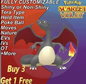 Pokémon Scarlet and Violet ✨ Shiny Charizard ✨ W/ Best 6IV Customizable - Picture 1 of 2
