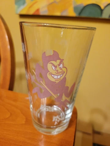 Beer Pint glass Arizona Sun Devils Sparky logo ASU State University Cover