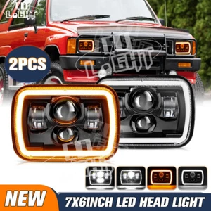 Pair 7x6'' 5x7INCH LED Headlights Hi/Lo DRL For 1983-2004 Toyota Hilux w/Adapter - Picture 1 of 12