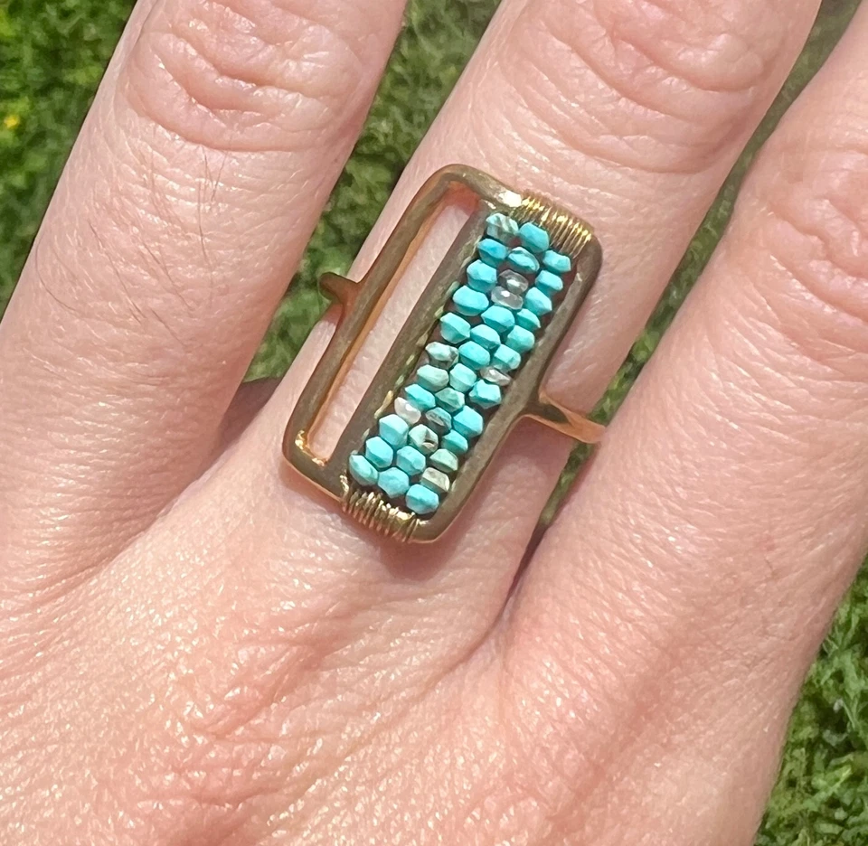 Anillo Ábaco Cuentas Turquesa - Aureus + Argent | Exceso de Gallo - Latón, Boho Foto 1 de 4