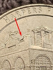 💥 2016 P Harpers Ferry Quarter ERROR Die Chip on the reverse - Picture 1 of 3