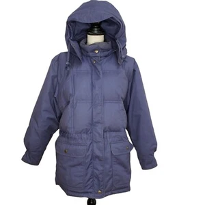 Vintage Eddie Bauer Coat Womens Large Goosedown Fill Blue Detachable Hood Korea - Picture 1 of 7