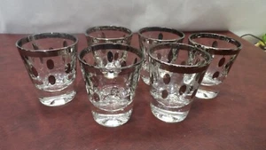 Dorothy Thorpe Silver Rim Polka Dot (6) SIX  Shot Glasses - Picture 1 of 4