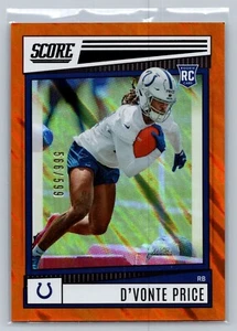 Score Football 2022 Prezzo D'Vonte #339 Arancione Lava Rookie Card /599 - Foto 1 di 2