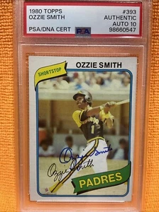 Autografo Ozzie Smith HOF 1980 Topps #393 certificato PSA/DNA 10 autentico - Foto 1 di 9