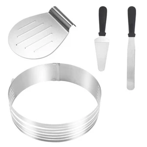 Set torta 4 pezzi supporto per taglio regolabile lamiere per sollevamento torta accessori da forno acciaio inox - Foto 1 di 10