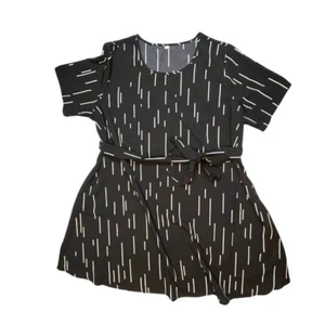 Vestido Mujer 2X Negro Blanco Rayas Profesional Oscuro Academia Línea A Cinturón - Imagen 1 de 11