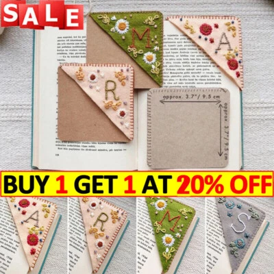 Hand Embroidered Corner Bookmark A-Z Personalized Unique Letter Bookmarks GIFT