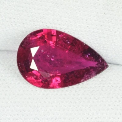 3.17 ct RARE DEEP  NATURAL PURPLE PINK RUBELITE - TOURMALINE  Pear  See Vdo DB - Image 1 of 2