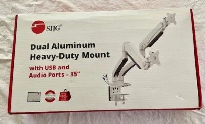 SIIG Dual Monitor Aluminum Heavy Duty Desk Mount w/ USB  & Audio Ports up to 35" - Image 1 of 4