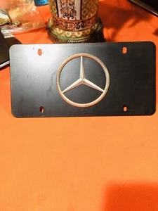 Mercedes-Benz Logo on Black Steel Auto License Plate, Official Product black oem - Picture 1 of 3