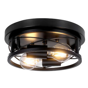 Giggi Black Round Ceiling Light, 2-Way Ceiling Lights E27 Flush Light Fittings