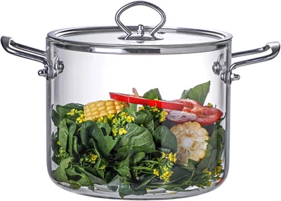 Pentola in Vetro Da 4,5 Litri Con Coperchio, Pentola in Vetro Resistente Al Calo - Immagine 1 di 4