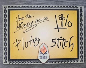 Disney Parks POLYNESIAN Ohana Autogrammkarte Mickey Pluto Lilo & Stitch - Bild 1 von 2