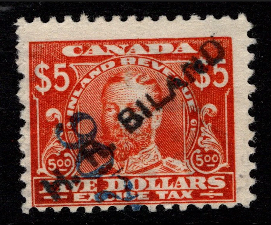 Canadá $5 KGV Ingresos Internos Usado / HH Biland Pre-Cancelación - S48450 Foto 1 de 1