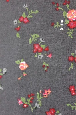 Floral Fabric 3yds Charcoal Rose Cotton Blend 49x108" - Image 1 of 4