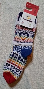 Calcetines Solmate Crew Medianos W 8-10 M 7-9 Love Rainbow Heart Coloridos Nuevos con Etiquetas - Imagen 1 de 4