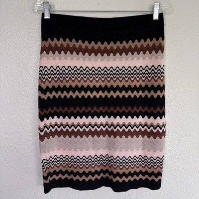 Falda Etcetera Mujer Pequeña Zig Zag Tejida Lápiz Pull On Mezcla Rayón Otoño Clásico Foto 1 de 4