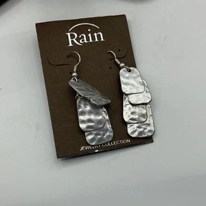 Rain Jewelry Collection Silver Tone Hammered Tiered Dangle Earrings - Picture 1 of 4