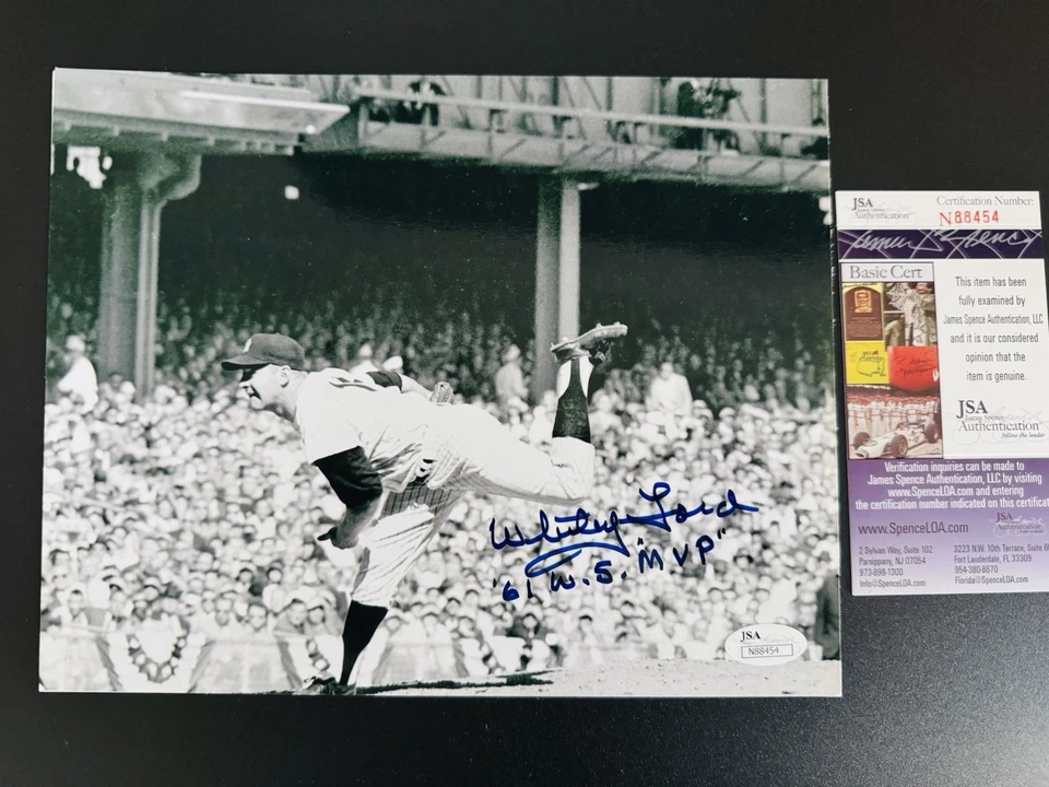 Yankees' WHITEY FORD Signed/Autographed  7.5X10 Photo w/ 61 W.S. MVP Inscription - Image 1 of 1