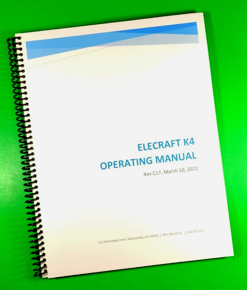 Owners Manual for Elecraft K4 Transceiver 116 Pages  With Clear Covers! - Image 1 of 1