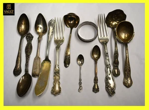 Antique Sterling Silver Serving silverware mixed lot 287.3 Grams - Picture 1 of 14