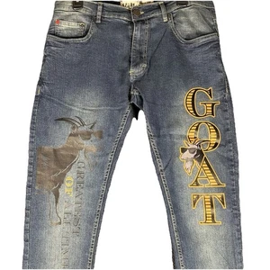 SPARK Mens Black Wash Jeans GOAT 32x32 Distressed Hiphop Basketball Streetwear - Picture 1 of 19