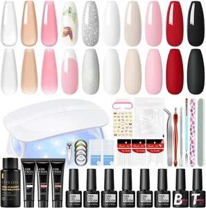 Kit Smalto Semipermanente Unghie,6 Colori Smalto Gel Unghie UV E 3 Colori Poly U - Foto 1 di 12