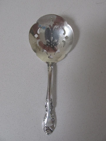 Vintage 1948 Gorham Sterling Silver Slotted Spoon (5")....Melrose Pattern Cover