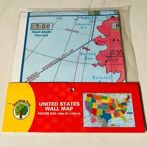 Teaching Tree Estados Unidos EE. UU. Mapa de Pared 40" X 28" Ciudades Capitolios Estatales - Nuevo - Imagen 1 de 4