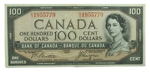 Canada 1954 $100 Bill "Devil's Face" Beattie/Coyne A/J BC-35B (EF) Extra Fine - Picture 1 of 2