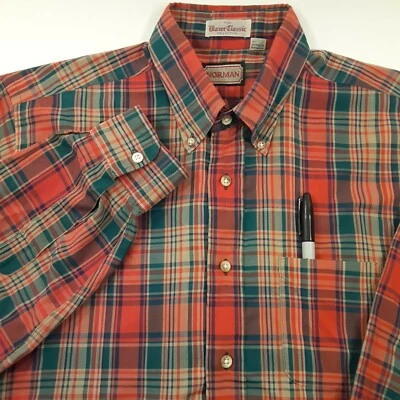 Vintage Norman Blazer Classic Button Down Shirt Sz Large Red Plaid Made In USA  - Image 1 of 4