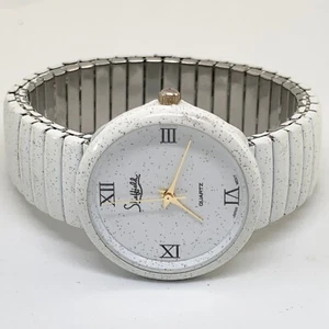 Sheffield women’s watch 30mm white dial case stretch band size 6” running - Picture 1 of 6