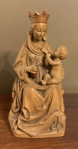 Anri Wood Carving Blessed Mother And Baby Jesus