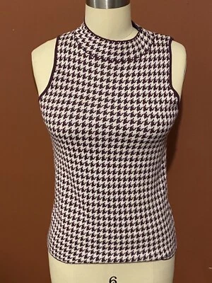 Suéter de pata de gallo para mujer cuello falso talla extra pequeña sin mangas Foto 1 de 4