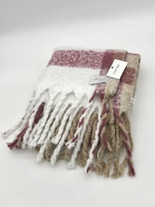 Neu Calvin Klein Chunky Oversized Plaid Decke Schal in Latte, 20*36 In - Bild 1 von 8