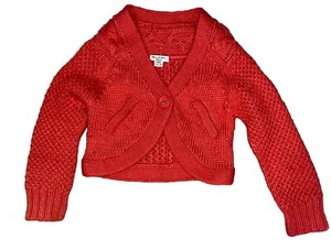 Eliane et Lena Girls Coral Bolero Cardigan Sweater Wool Crop Paris Child Size 8 - Picture 1 of 5