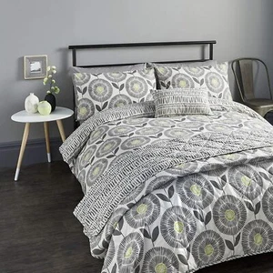 Ada Duvet Cover Set - Charcoal |Scandinavian Floral | Grey - Picture 1 of 3