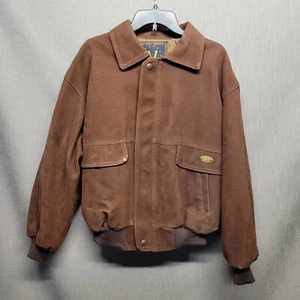 Vintage - 1980s Italian Vyctorlux Alta Moda Men's Brown V Bomber Jacket - L - Picture 1 of 10